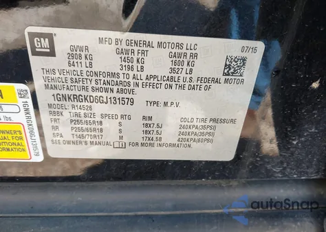 2016 Chevrolet Traverse 1Lt from USA, damaged, VIN 1GNKRGKD6GJ131579